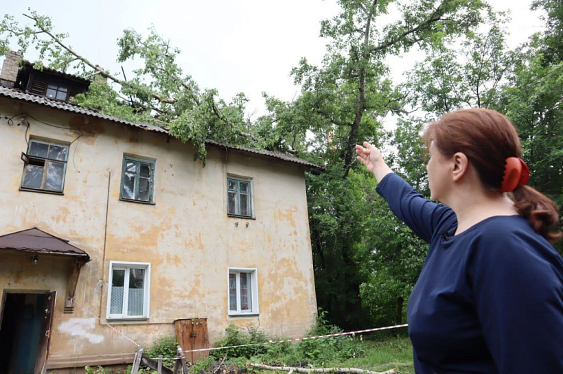 Тополь проломил крышу и дымоходы в жилом доме в Кирове