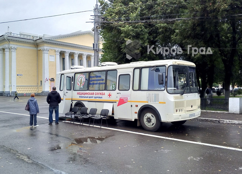На Театральной площади в Кирове начал работать мобильный пункт вакцинации от гриппа