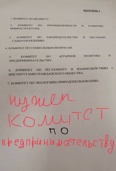 Комитета по делам среднего и малого бизнеса в кировском ОЗС не будет