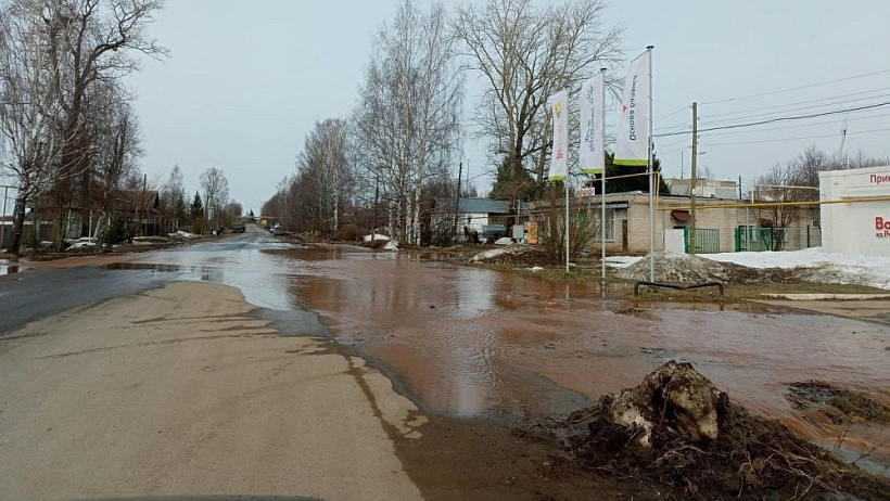 В селе Русском из-за резкого таяния снега подтопило улицу
